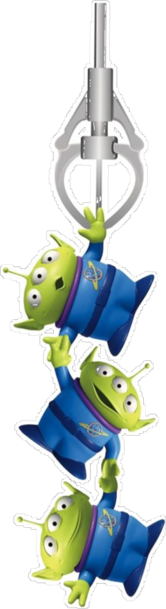 Tres extraterrestres colgando de una garra